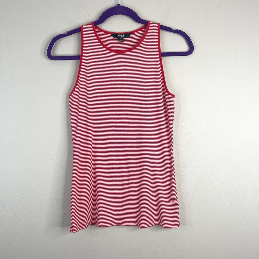 Ralph Lauren LRL Preppy Tank Top Womens Medium Red Patriotic Coastal Euro Summer
